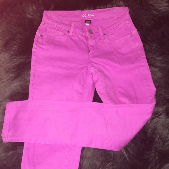 VS Victoria Secret Pink Fuchsia Midi Jeans - Picture 2 of 4